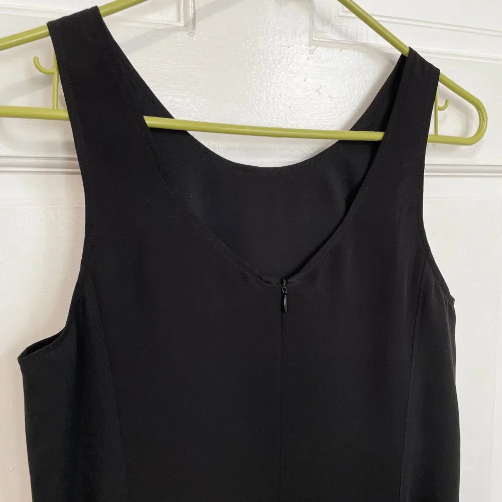 Theory 100% Silk Dress Black Mini Short Crew Neck Sleeveless Office LBD S M 4 - Picture 4 of 7